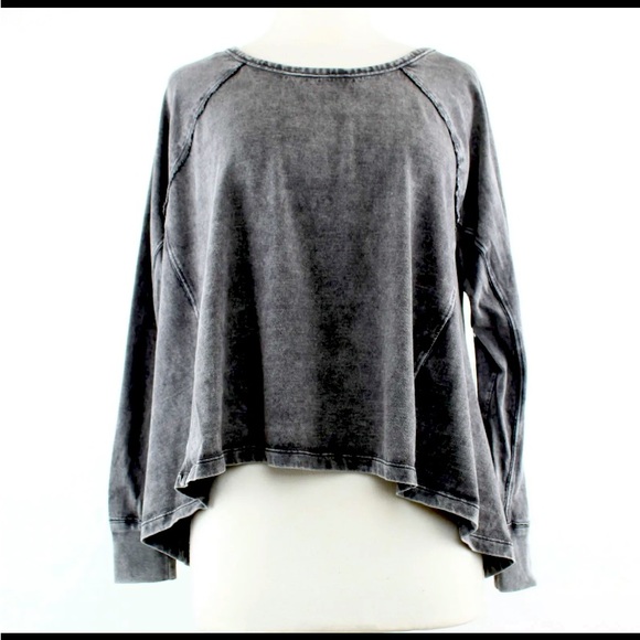 We The Free Black Acid Wash Dolman Sleeve Swing Shirt Top - Picture 6 of 9